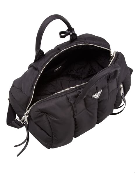 Prada Tessuto Bomber Duffel Bag, Black (Nero) 